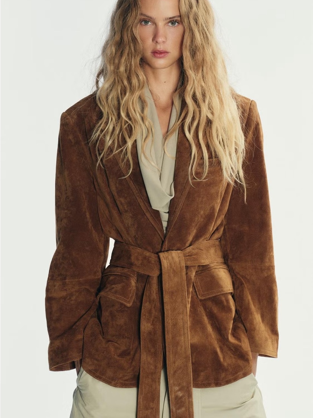 Zara Brown Suede Belted Jacket